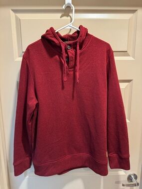 G.H. Bass & Co. Men's Burgundy Hooded Sweatshirt with Button Placket
